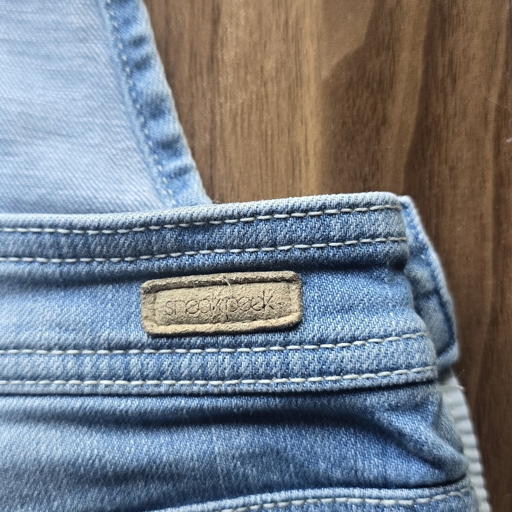 Sneak Peek Blue Stetch Distressed Overalls Size Juniors Medium - Picture 2 of 11